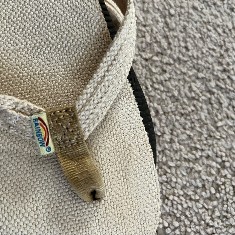 Rainbow Beige Canvas Flip Flops